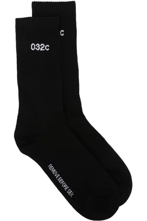 032c Intarsia-slogan socks