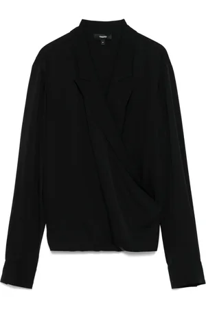 THEORY Peak-lapel wrap blouse