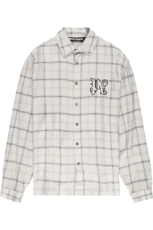 Palm Angels Logo-embroidered plaid cotton shirt