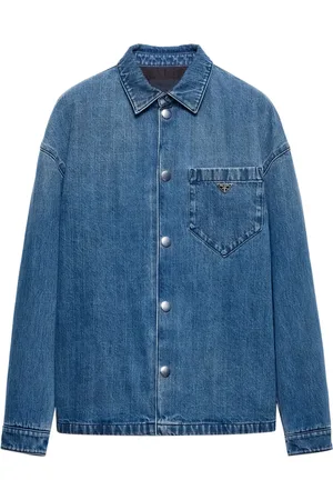 Prada Enamel-triangle logo denim shirt