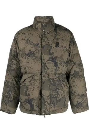 Represent Logo-embroidered camouflage puffer jacket
