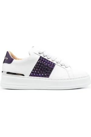 Philipp Plein Crystal-embellished low-top leather sneakers