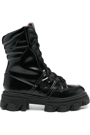 Chiara Ferragni Logo-embroidered combat boots