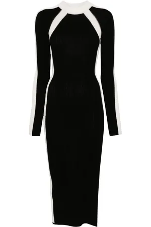 Patrizia Pepe Two-tone ribbed midi dress