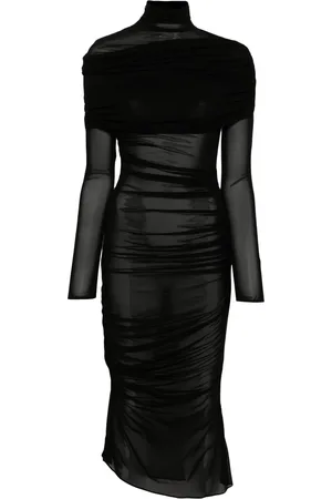 MUGLER Sheer ruched dress