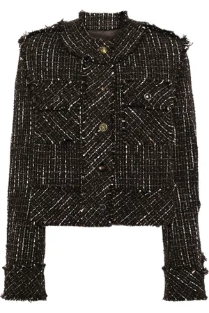 JNBY Crystal embellishment tweed jacket