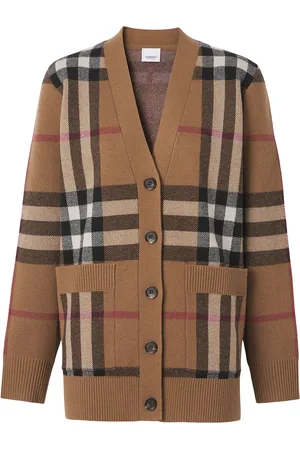 Burberry Checked wool-cashmere blend cardigan