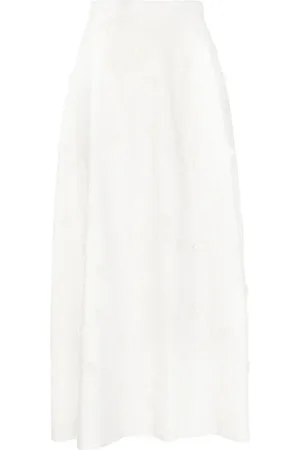 Elie saab Embroidered cotton midi skirt
