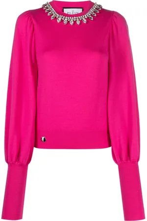 Philipp Plein Crystal-embellished wool knitted jumper