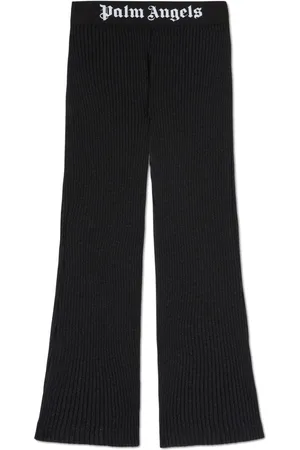 Palm Angels Logo-waistband lurex flared trousers