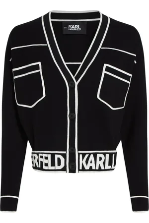 Karl Lagerfeld Logo-intarsia cropped cardigan