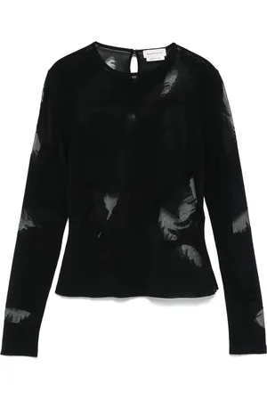 Alexander McQueen Feather-intarsia blouse