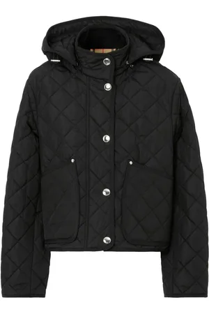 Burberry Detachable-hood diamond-quilted jacket