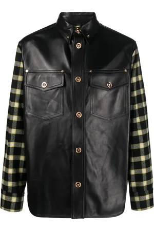 VERSACE Checked-panel shirt jacket