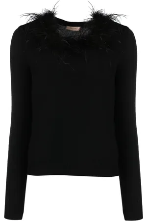Twin-Set Ostrich-feather fine-knit jumper