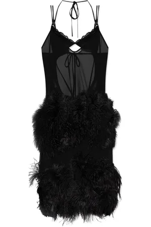 The Attico Feather-trim midi dress