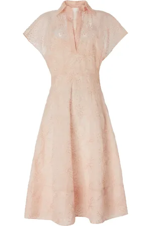 GENNY Floral-embroidery midi dress