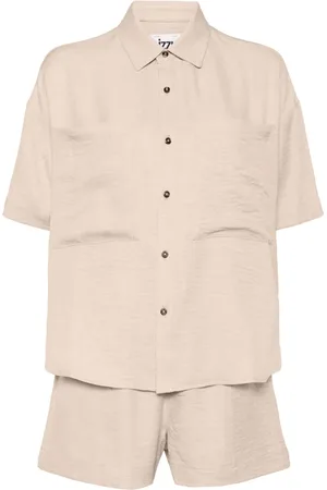 Izzue Classic-collar drop-shoulder shorts set