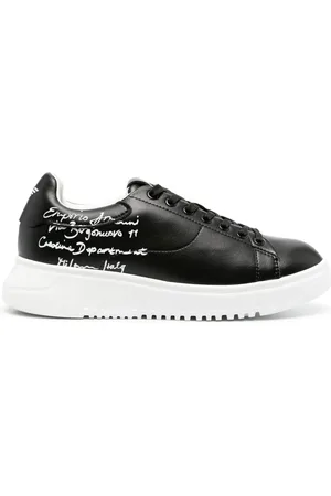 Emporio Armani Calligraphy-print leather sneakers