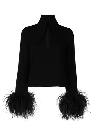 16Arlington Feather-trim cut-out blouse