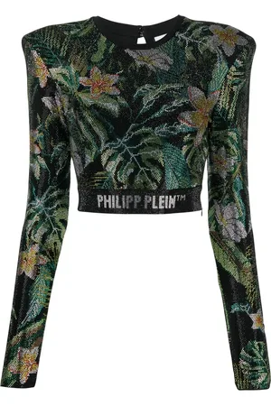 Philipp Plein Crystal-embellished long-sleeved top
