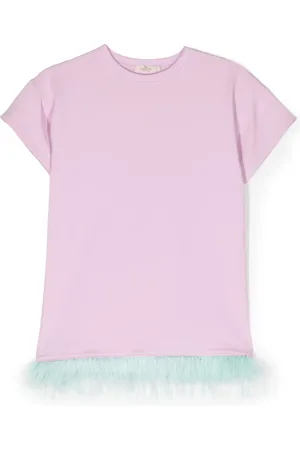 Le pandorine Embellished-feather organic cotton dress