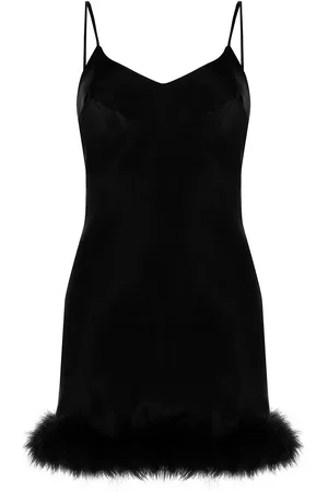 Gilda & Pearl Kitty feather-trimmed slip dress