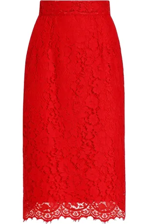 Dolce & Gabbana Floral-lace midi skirt