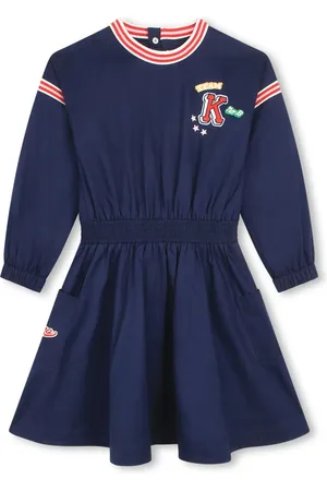 Kenzo Logo-embellished cotton flared dress