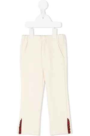 Familiar Frill-detail straight-leg trousers