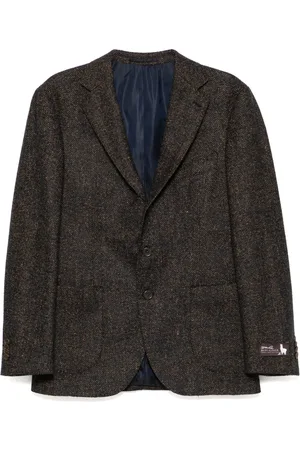 MAN ON THE BOON. Herringbone single-breasted blazer