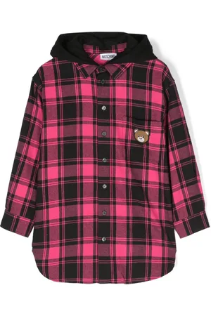Moschino Check-print hooded shirt dress