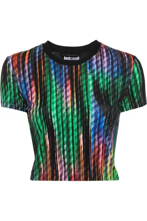 Roberto Cavalli All-over logo-print cropped top