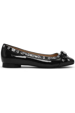 Ganni Eyelet-detail bow ballerina shoes