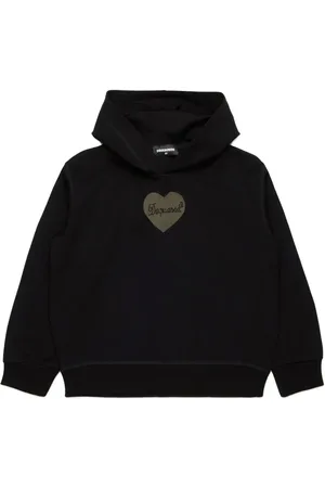 Dsquared2 Mesh-heart rhinestone-logo hoodie