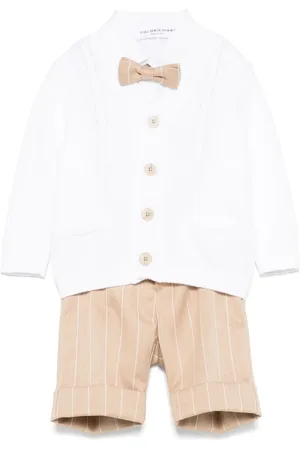 COLORICHIARI Striped shorts, shirt and cardigan set