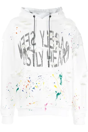 MOSTLY HEARD RARELY SEEN Distressed paint-splattered hoodie
