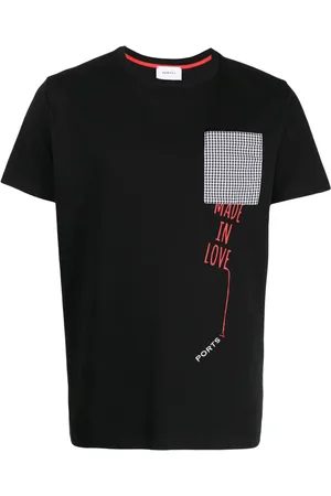 Ports V Logo-embroidered check-print T-shirt