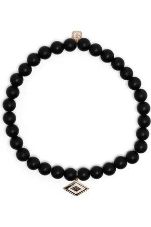 Sydney Evan 14kt yellow gold Groovy Eye onyx beaded bracelet