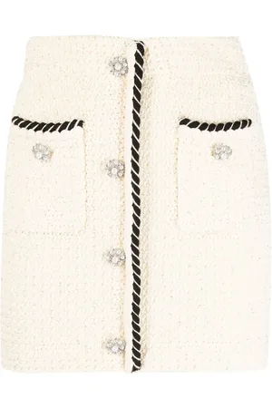 Self-Portrait Braided-trim knitted skirt