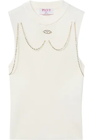 Puccini Logo-plaque ribbed knit top