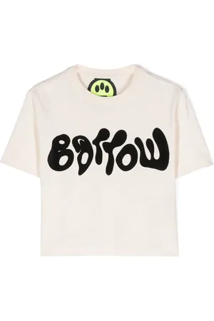 BARROW Flocked-logo cropped T-shirt