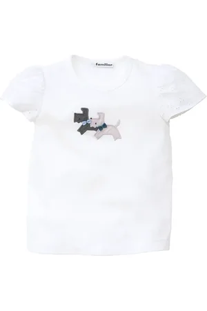 Familiar Dog-appliqu?? cotton T-shirt