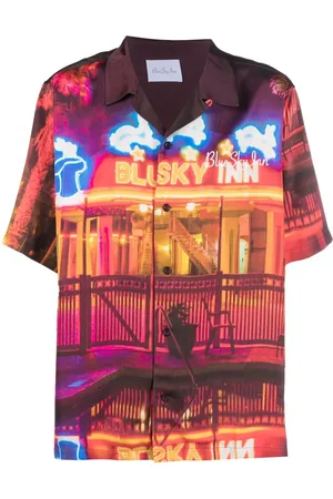 BLUE SKY INN Graphic-print satin shirt