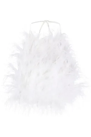Cult Gaia Joey feather crepe-de-chine top