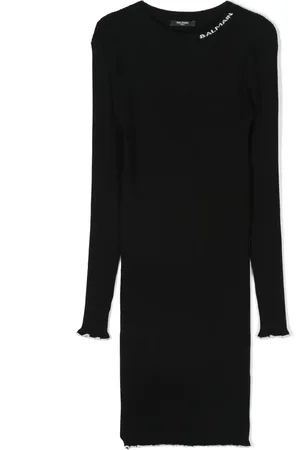 Balmain Logo-jacquard ribbed-knit dress