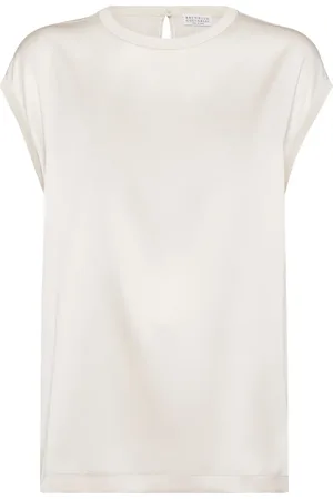 Brunello Cucinelli Monili-embellished satin top