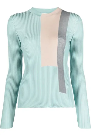 Fendi Colour-block ribbed-knit silk-blend top