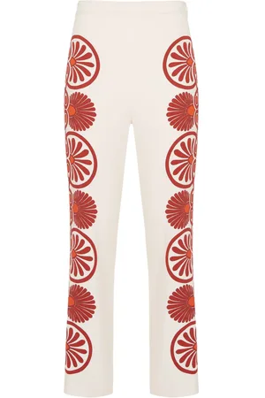La DoubleJ Medallion-print cropped trousers