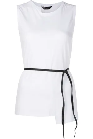 Uma Raquel Davidowicz Asymmetric tied-waist cotton top
